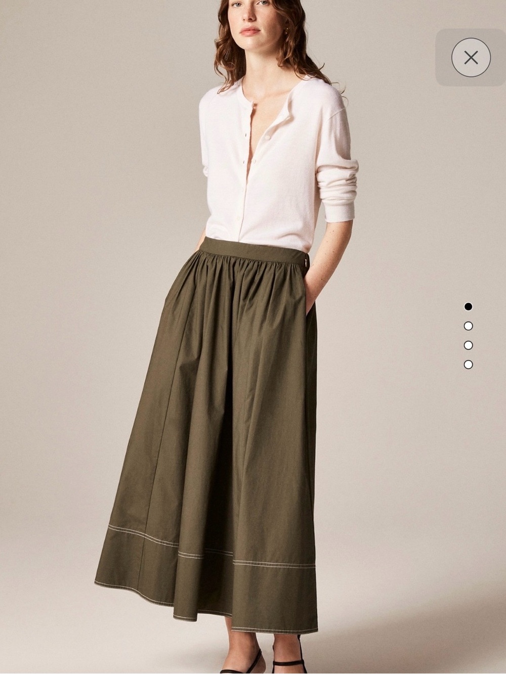 NWT J.Crew Contrast-stitch Midi Skirt in Cotton Poplin NWT Size 10
